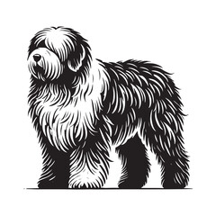 High-quality Old English Sheepdog silhouette with elegant design - Old English Sheepdog illustration - minimal Old English Sheepdog vector