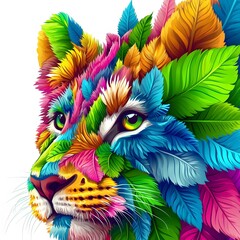 Obraz premium Art, Image for Printing Prints, Animals, Flowers, Birds, Floral, Abstract, Geometric, with White Background, for Stickers, T-shirt, Cap, Mug, Slippers, Mousepad