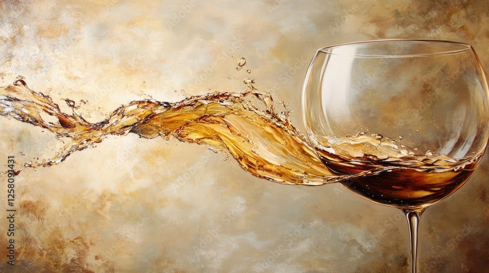 Aufkleber a stream of wine flowing elegantly, creating a captivating visual that embodies the richness, indulg