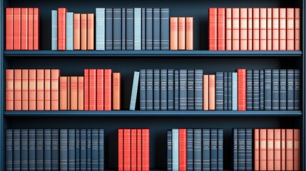 Obraz premium Home organization and storage ideas, A colorful arrangement of books on a black shelf, showcasing various sizes and colors, creating an organized and visually appealing display.