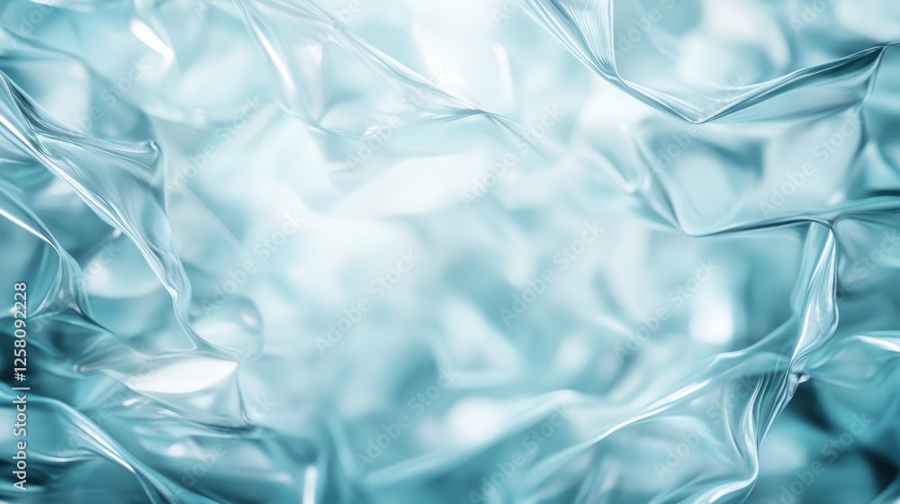 Aufkleber an abstract image of crinkled transparent plastic, capturing the interplay of light and shadow, idea