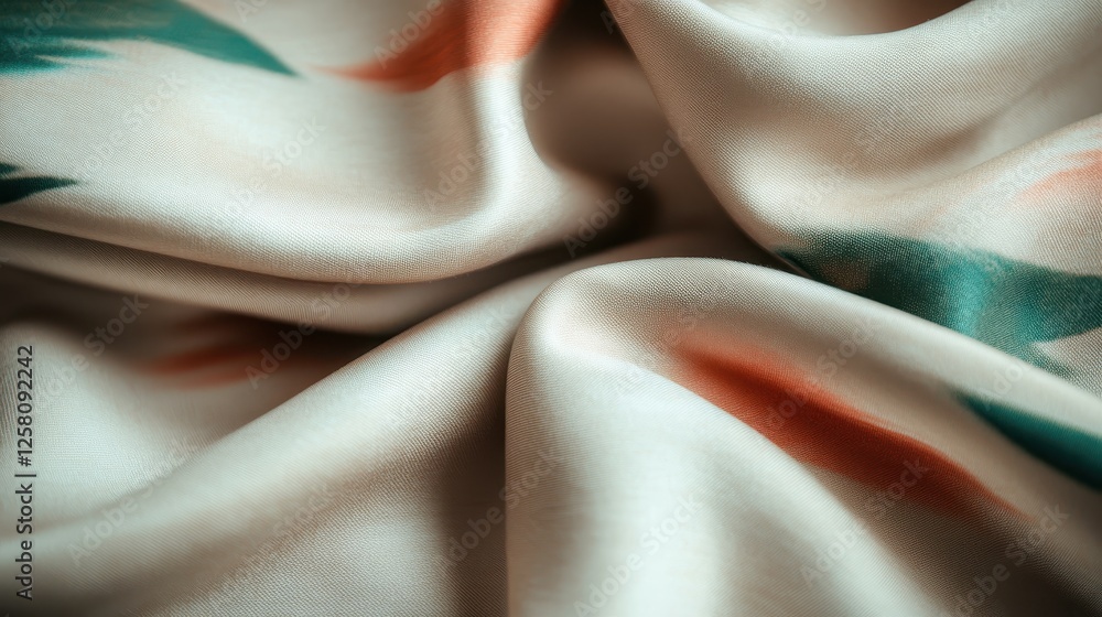 Poster this beautifully composed image showcases elegant cream fabric adorned with vibrant floral patterns,