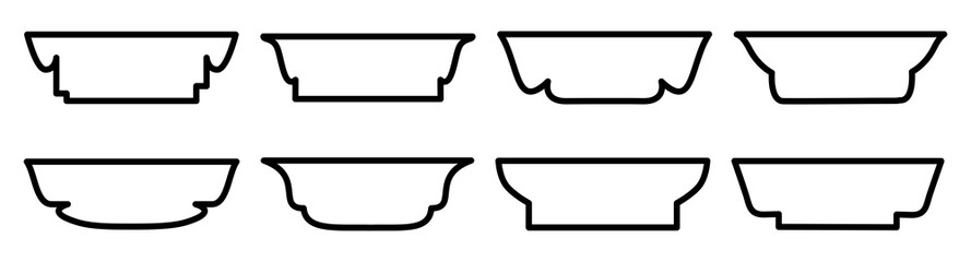 Collection of of unique bowl outlines, perfect for design and art projects showcasing modern minimalism.