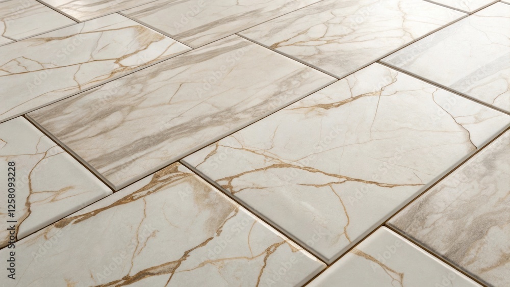 Poster A medium closeup of largeformat tiles with a subtle marbled effect emphasizing the seamless look and the natural patterns that enhance a contemporary aesthetic.