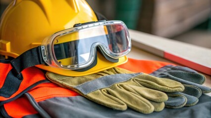 A medium closeup of safety gear worn by the installer including gloves and goggles reflecting the importance of safety during the installation process.