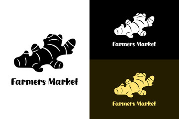 ginger root, vegetables, farmers market, farming, agriculture, superstore, supermarket, organic food, mart, gourmet, vegetables shop, fruits shop, village, vector, logo, abstract, silhouette