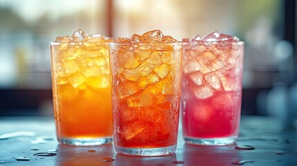 Cold Drinks in Summer - Refreshing cold drinks like iced tea and lemonade, ideal for summer refreshment, food photography, and hydration-themed designs.