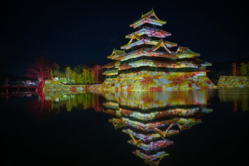 長野県　松本城のプロジェクションマッピング
