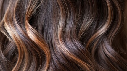Naklejka premium Chocolate brown hair with caramel highlights