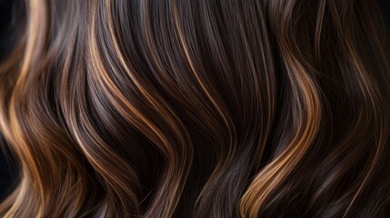 Naklejka premium Chocolate brown hair with caramel highlights