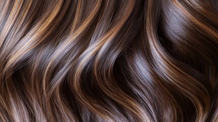 Naklejka premium Chocolate brown hair with caramel highlights