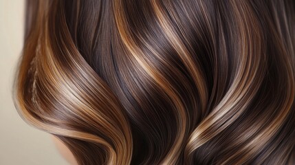 Fototapeta premium Chocolate brown hair with caramel highlights