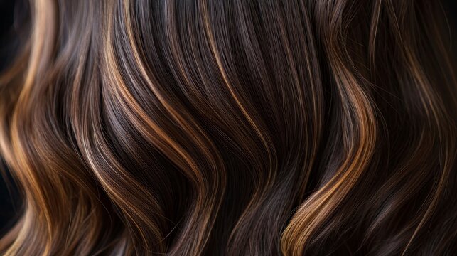 Chocolate brown hair with caramel highlights