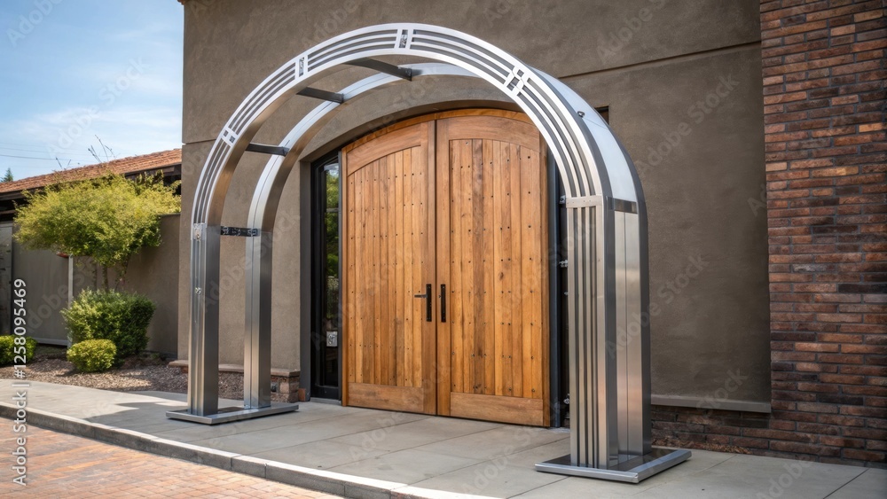 Aufkleber a modern archway constructed from sleek metal featuring clean lines and a polished finish provides a