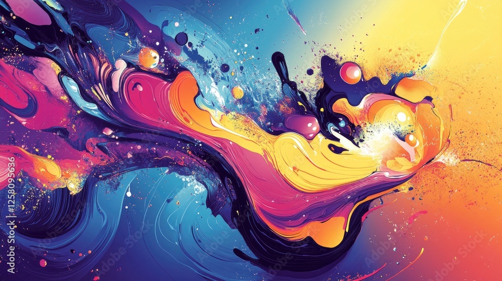 Aufkleber Abstract and colorful design display, featuring diverse tracing methods and engaging concept illustrations with dynamic, eye-catching layouts.