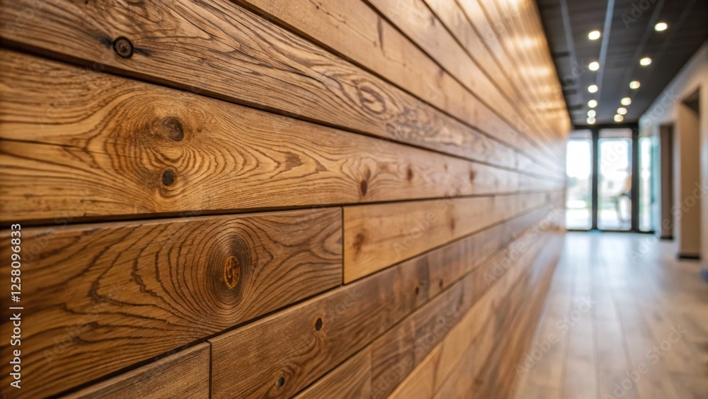 Poster An upclose view of a wooden feature wall where natural knots and grain patterns add depth paired with a soft lighting effect that highlights the textures.