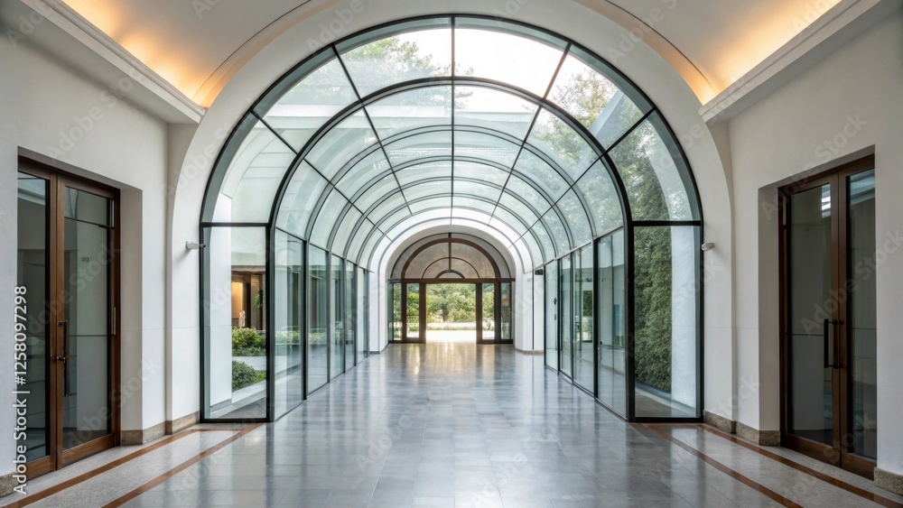 Poster a sleek glass archway featuring frameless design elements creates an illusion of spaciousness while 