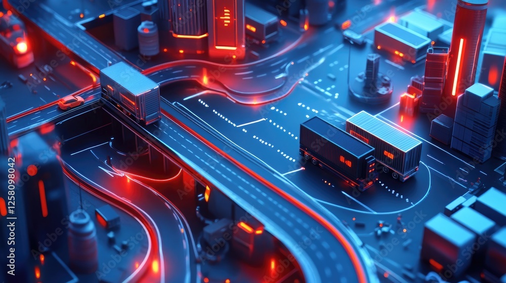 Aufkleber An interconnected logistics system, illustrating dynamic routes, modern transport vehicles, and efficient hubs, emphasizing fast and seamless global delivery processes.