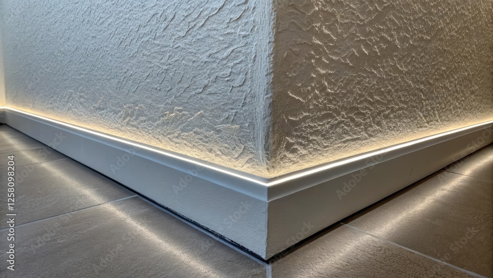 Poster closeup of a corner between two walls showcasing a seamless transition from textured to smooth with 
