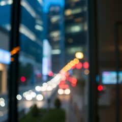 Blurred images of glass wall with city town backgroundmodern abstract window Bokeh light lights background bokeh abstract light bright effect shiny