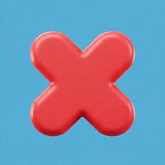 Negative Cross Mark 3d cartoon style illustration