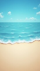 Fototapeta premium Generative AI image of calm sea and sandy beach under a clear blue sky