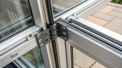 Closeup of the interlocking mechanism of the accordion glass doors as it clicks into place emphasizing the ease of operation and design ingenuity.