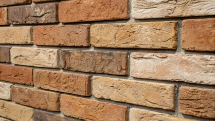 Obraz premium Closeup of the uneven edges of reclaimed brick veneers showcasing the imperfections that add character and authenticity to the industrial design theme.