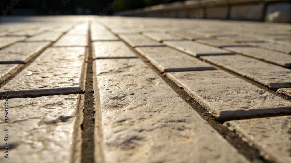 Poster Closeup view of grout lines between rectangular stone tiles showcasing meticulous craftsmanship and the way light interacts with the uneven surfaces enhancing the tactile quality.