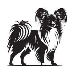 Papillon silhouette showcasing beauty, elegance, and movement - Papillon illustration - minimal Papillon vector - dog silhouette
