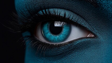 Close Up of Striking Blue Eye with Dramatic Makeup and Contrast