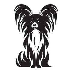 Stylish Papillon silhouette ideal for pet-themed digital artwork - Papillon illustration - minimal Papillon vector - dog silhouette
