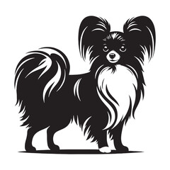Papillon silhouette crafted for dog lovers, artists, and designers - Papillon illustration - minimal Papillon vector - dog silhouette
