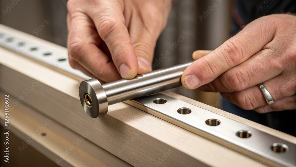 Aufkleber Midaction closeup of a person aligning a new handle with predrilled holes demonstrating the attention to detail necessary for a polished look.