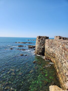 Malvan, Maharashtra India - January 28 2025: Sindhudurg Fort is a historical sea fort located in Arabian Sea near the Konkan region of Maharashtra in Western India. 