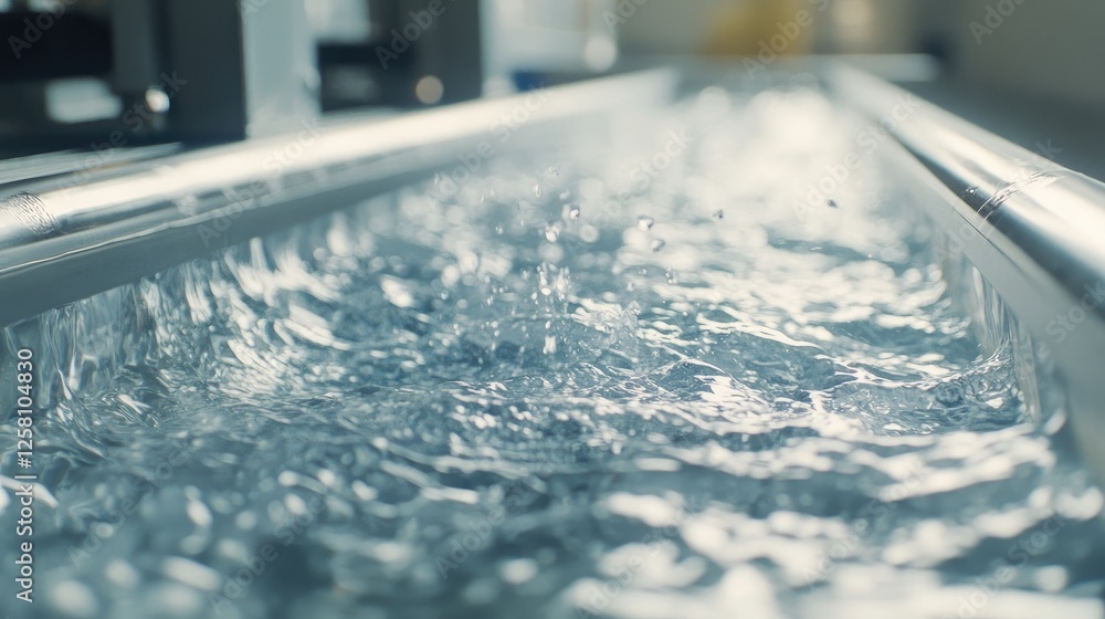 Poster Close-up of pure water streaming through a reverse osmosis filtration system, highlighting clarity and fluid dynamics of the purification process.