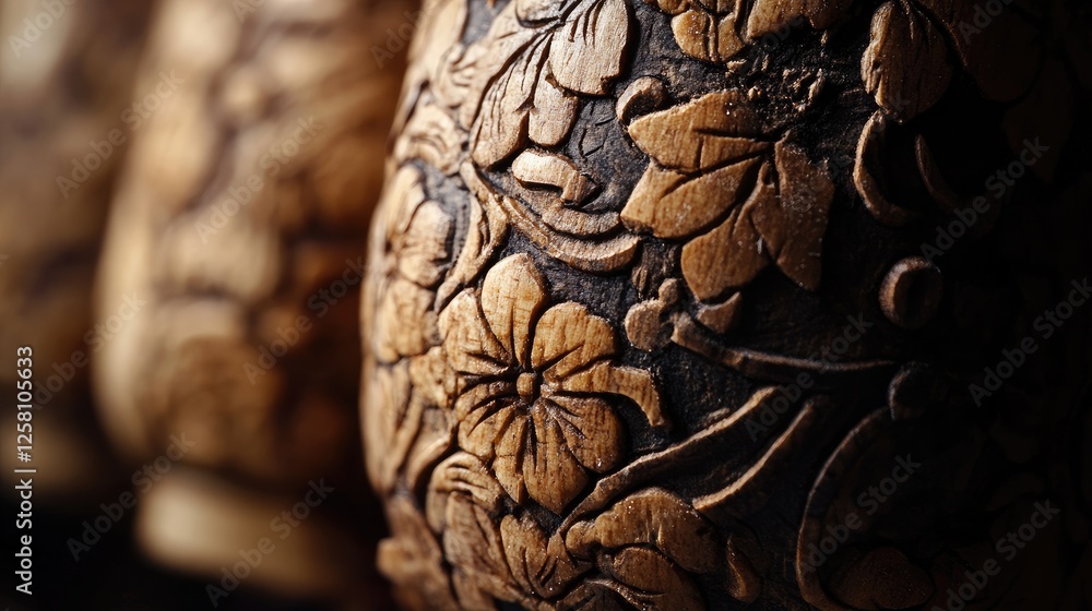 Poster Close-up view of wine corks with intricate textures, each one telling the story of a different wine vintage, highlighting the craftsmanship and tradition behind each.