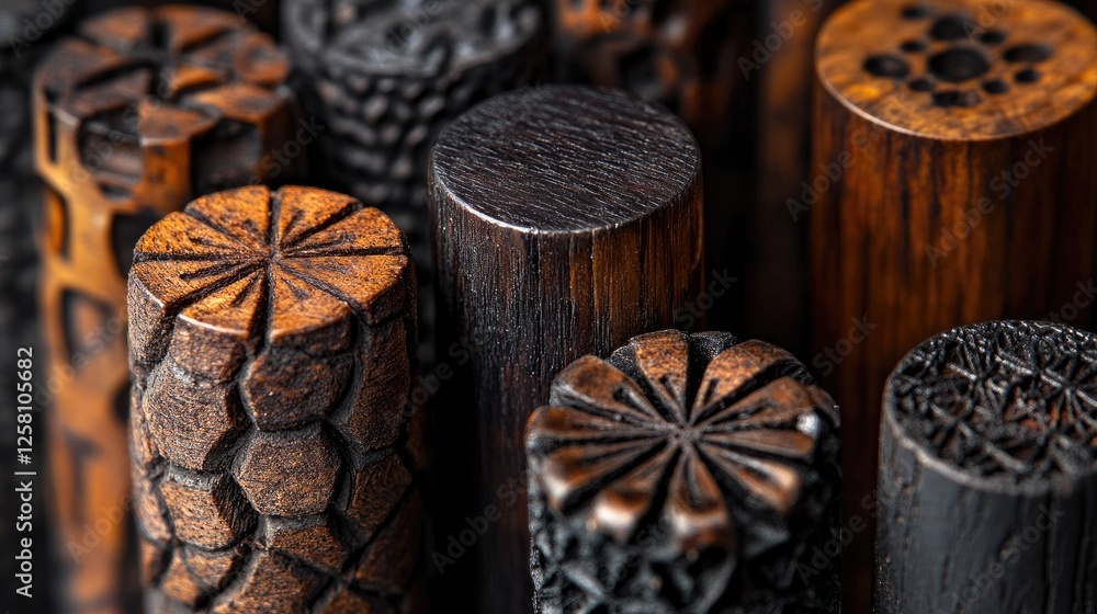 Aufkleber close-up view of wine corks with intricate textures, each one telling the story of a different wine 