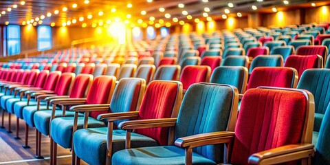 Fototapeta premium Empty Rows of Chairs - Auditorium, Conference, Event Venue Stock Photo