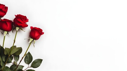 Romantic Red Roses on White Background Elegant Floral Arrangement for Valentine s Day or Anniversary