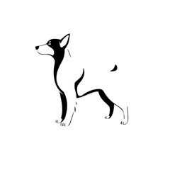 Black-and-White Minimalist Portrait of a Dog in Profile, Silhouette.