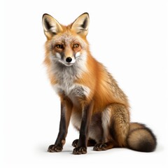 Fototapeta premium photograph of Red fox cartoon, white background