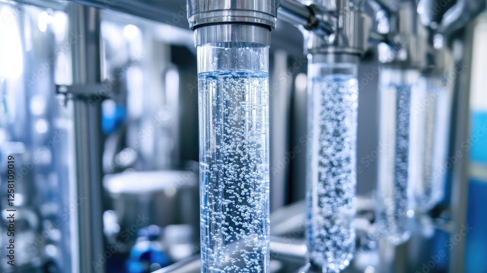 Aufkleber detailed shot of water flowing through reverse osmosis filters, showing the intricate process of pur