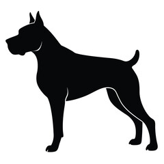 A vector silhouette of a Boxer dog in a powerful stride, 