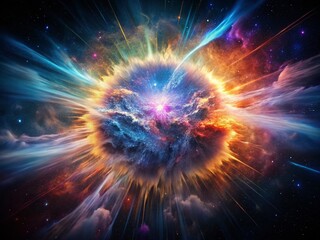 Fototapeta premium Ethereal Nebula: Cosmic Dust and Gas in Vibrant Hues - Long Exposure Supernova Remnant