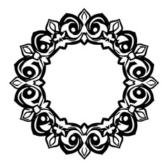 Circular Frame with intricate, Black and White floral designs for a Mandala design.