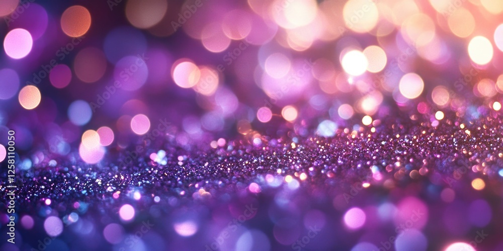 Poster shiny purple bokeh effect with sparkling particles creating a beautiful light show. suitable for cel