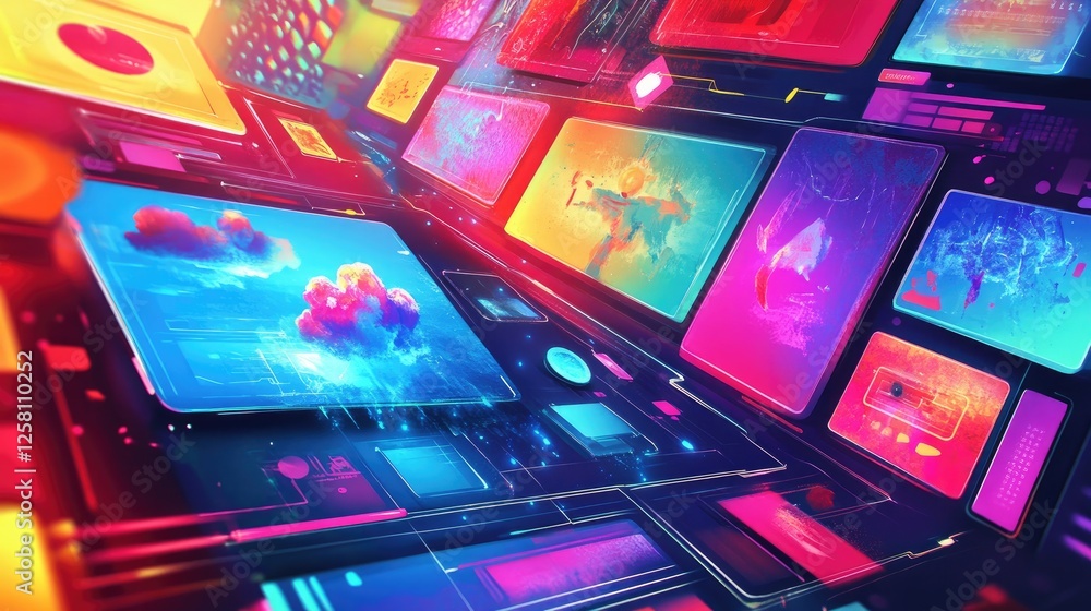 Fototapete dynamic, colorful design display illustrating various methods of concept tracing, with vibrant color
