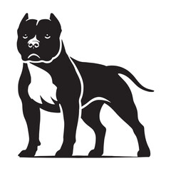 Obraz premium Bold Pitbull silhouette showcasing strength and confidence - Pitbull illustration - minimal Pitbull vector - dog silhouette 