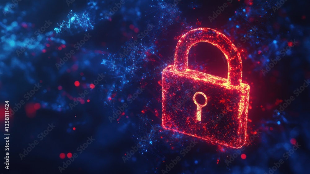 Aufkleber digital lock symbolizing cybersecurity amidst a tech backdrop